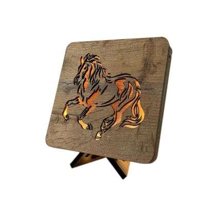 Li-Go 4070/DUB2 - LED-pöytäkoriste LED/12W/230V 19x19 cm tammi/hevonen