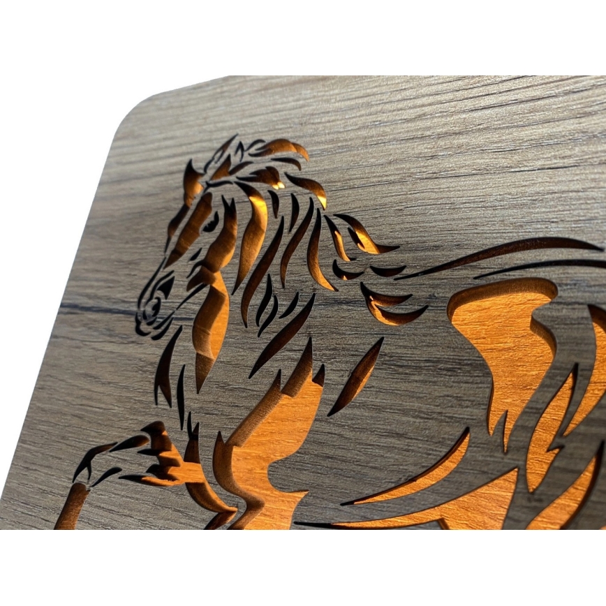 Li-Go 4070/DUB2 - LED-pöytäkoriste LED/12W/230V 19x19 cm tammi/hevonen