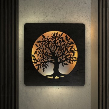 Li-Go 5275/DUB2 - LED-himmennettävä seinäkello LED/10W/5V 20000 mAh 42x42 cm tammi/tammi ympyrässä + kaukosäädin