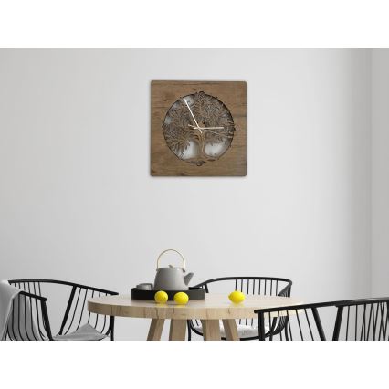 Li-Go 5652/DUB2 - LED himmennettävä kello LED/10W/5V 20000 mAh 42x42 cm tammi/Tammi ympyrässä + kaukosäädin