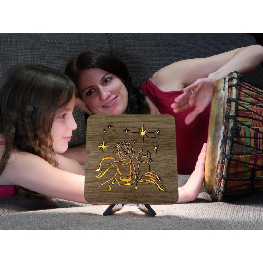 Li-Go 5788/DUB2 - LED Pöytäkoriste LED/12W/230V 19x19 cm tammi/Pieni prinssi