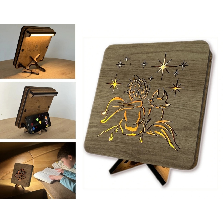 Li-Go 5788/DUB2 - LED Pöytäkoriste LED/12W/230V 19x19 cm tammi/Pieni prinssi