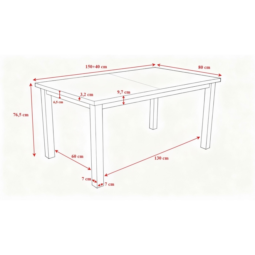 Laajennettava ruokapöytä LIAM tammi