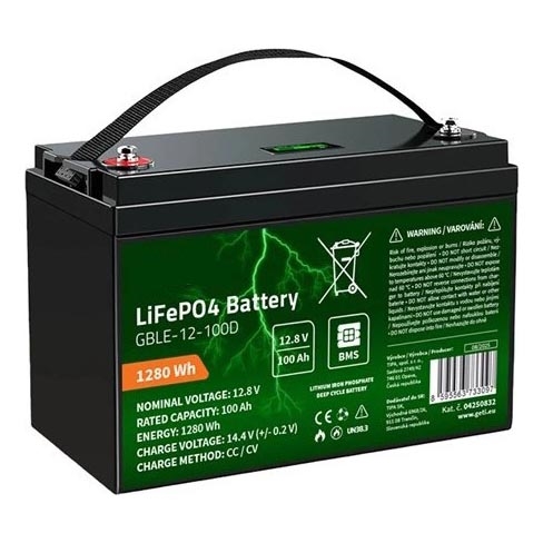 LiFePO4-akku näytöllä 12,8V/100Ah