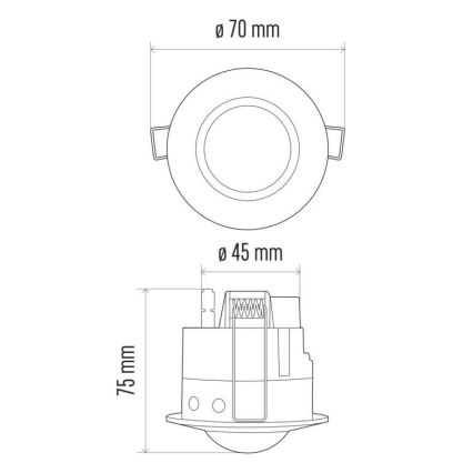 Liiketunnistin upotettu PIR B 360° 1200W/230V valkoinen