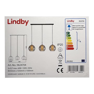Lindby - Kattokruunu johdossa YELA 3xE27/60W/230V