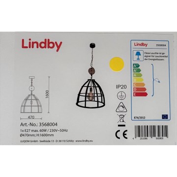 Lindby - Kattokruunu ketjussa MAXIMILIA 1xE27/60W/230V