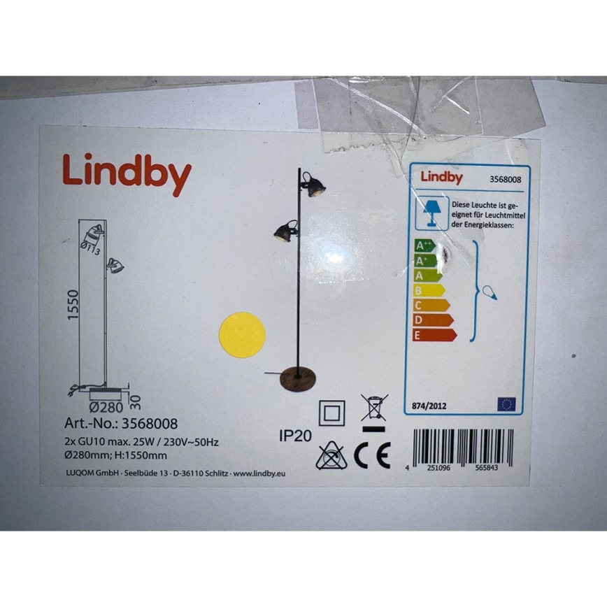 Lindby - Lattialamppu SHILA 2xGU10/25W/230V