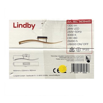 Lindby - LED Himmennettävä pinta-asennettava kattokruunu LARISA LED/28W/230V