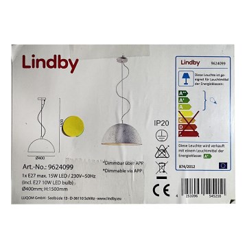 Lindby - LED RGB Himmennettävä kattokruunu johdossa CAROLLE LED/10W/230V Wi-Fi Tuya