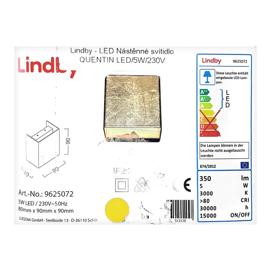 Lindby - LED Seinävalo QUENTIN LED/5W/230V
