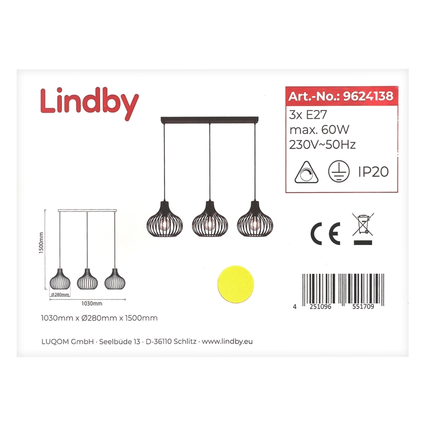 Lindby - Riippuvalaisin FRANCES 3xE27/60W/230V