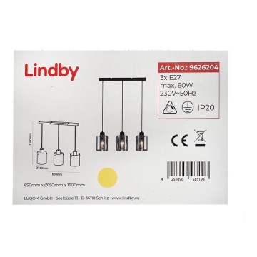 Lindby - Riippuvalaisin KOURTNEY 3xE27/60W/230V