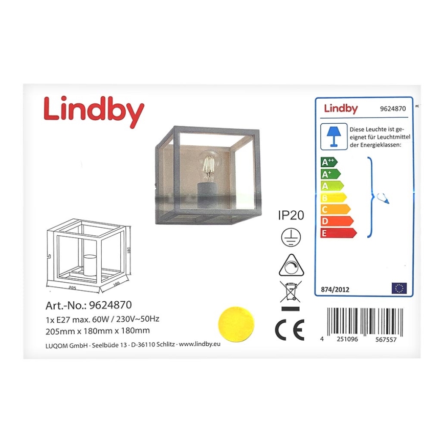 Lindby - Seinävalaisin MERON 1xE27/60W/230V