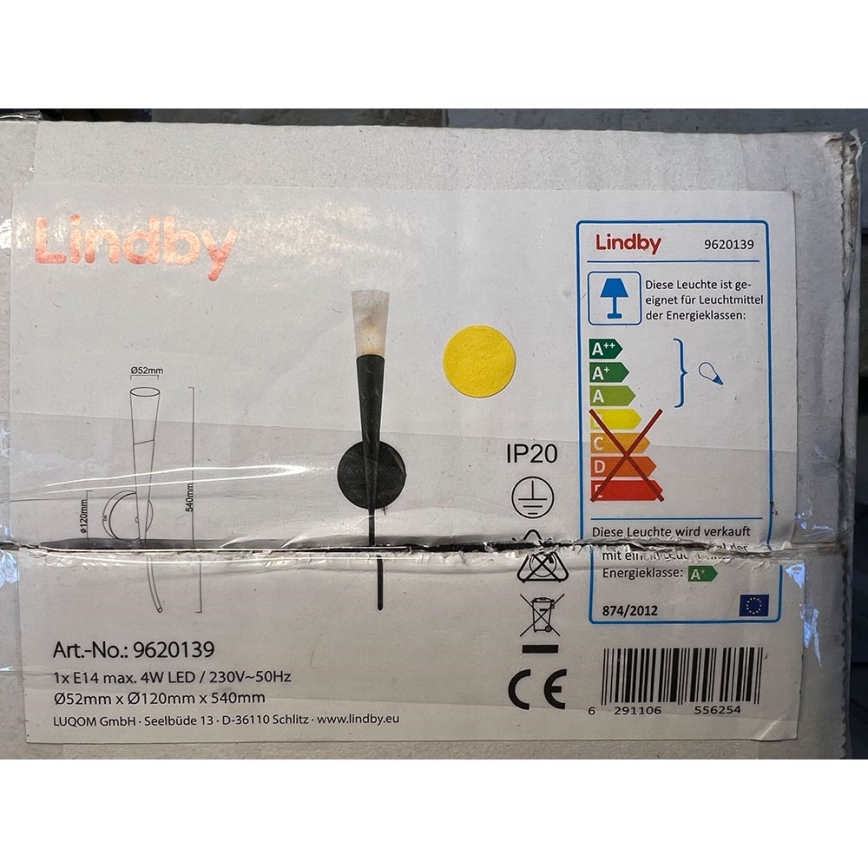 Lindby - Seinävalaisin SANDER 1xE14/4W/230V