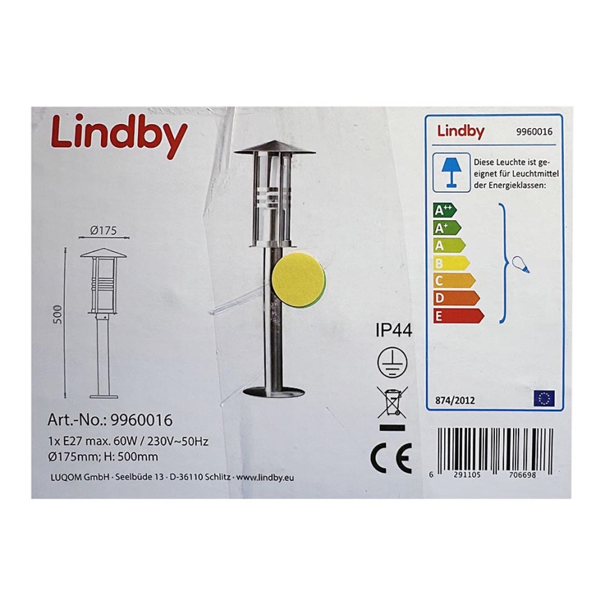 Lindby - Ulkovalaisin ERINA 1xE27/60W/230V IP44