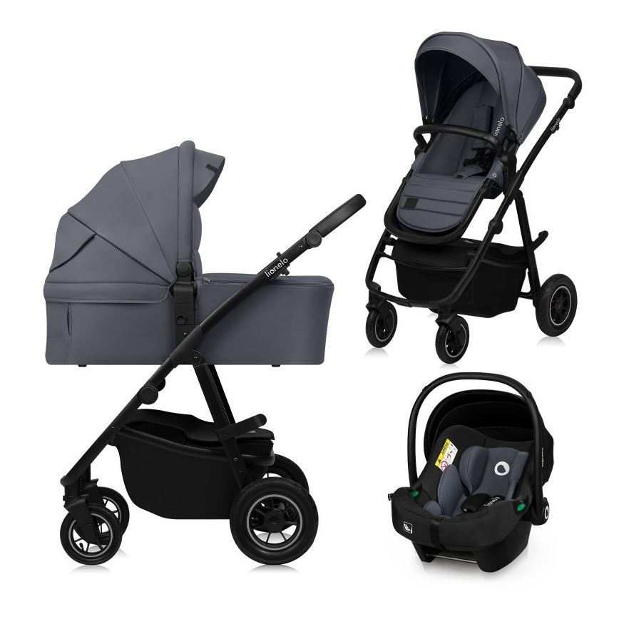 Lionelo - 3-in-1 yhdistelmävaunut AMBER PLUS, grafiitinharmaa