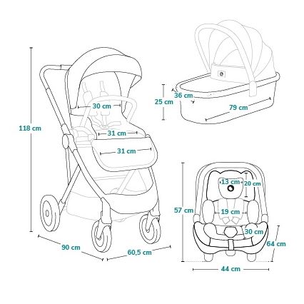 Lionelo - 3-in-1 yhdistelmävaunut AMBER PLUS, grafiitinharmaa