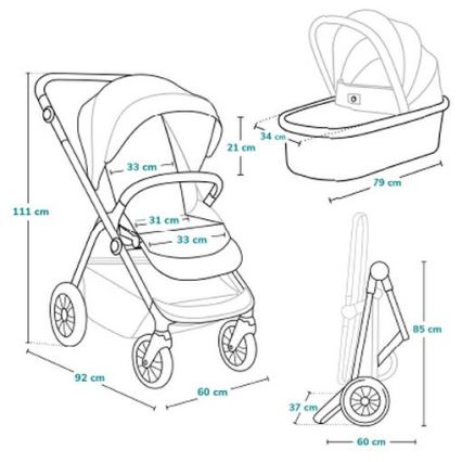 Lionelo - 3-in-1 yhdistelmävaunut BIANKA Black Onyx