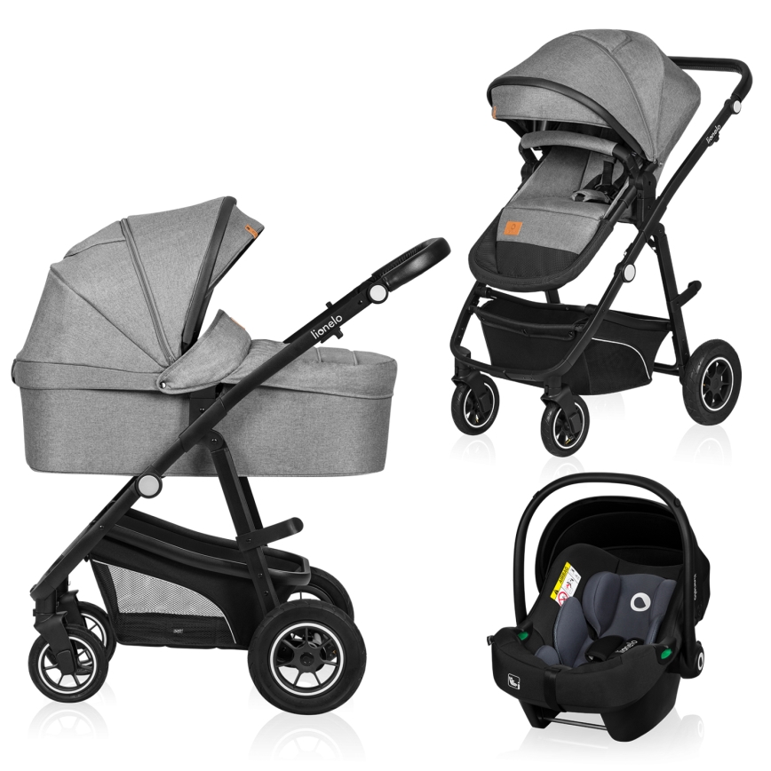Lionelo - 3-in-1 yhdistelmävaunut BIANKA Grey Stone