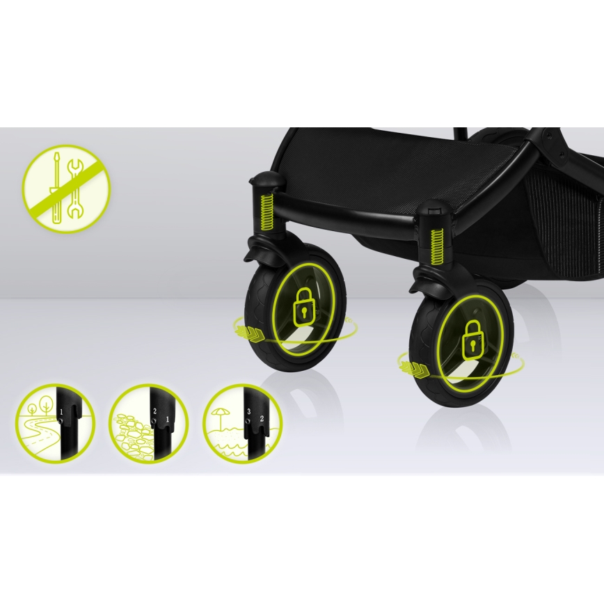 Lionelo - 3-in-1 yhdistelmävaunut MARI TOUR Black Onyx