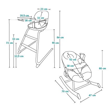 Lionelo - 4-in-1 lasten ruokatuoli DALIA SET, kivenharmaa/luonnonväri