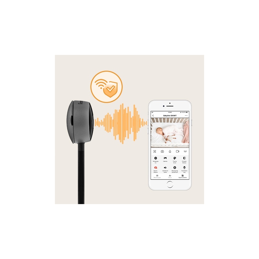 Lionelo - Älykäs vauvamonitori BABYLINE SMART Wi-Fi musta