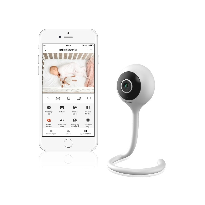 Lionelo - Älykäs vauvamonitori BABYLINE SMART Wi-Fi valkoinen