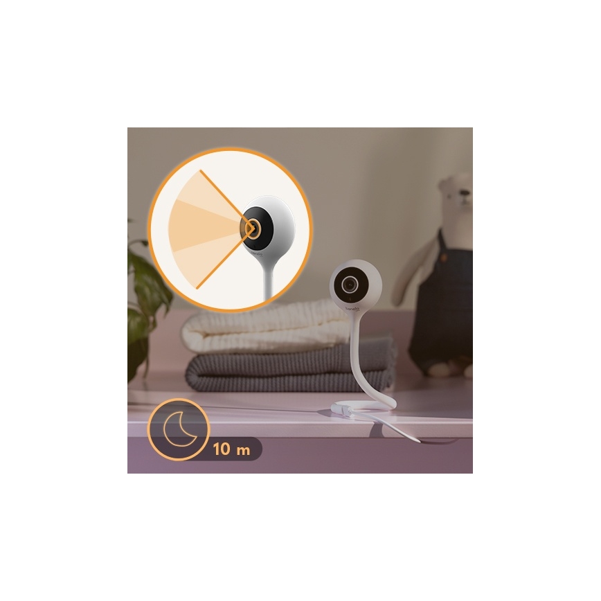 Lionelo - Älykäs vauvamonitori BABYLINE SMART Wi-Fi valkoinen