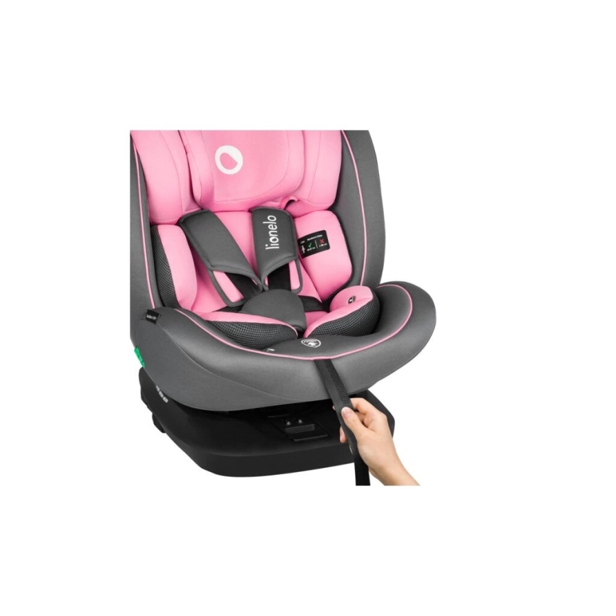 Lionelo - Autonistuin BASTIAAN i-Koko 40-150 cm harmaa/vaaleanpunainen
