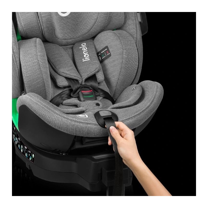 Lionelo - Autonistuin jalustalla pyörivä HARMONY i-Koko 40-150 cm musta/harmaa