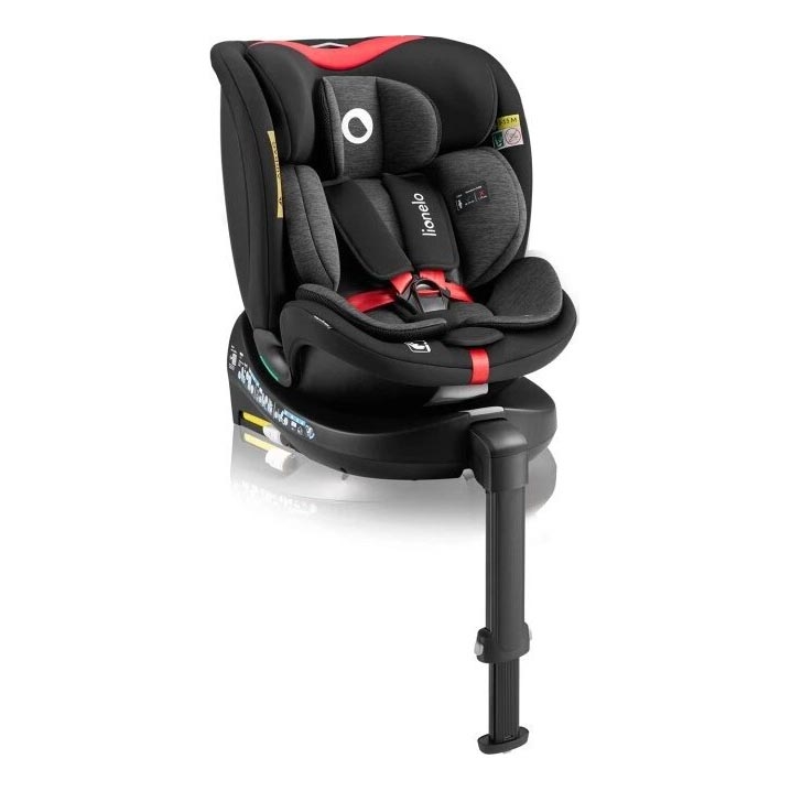 Lionelo - Autonistuin jalustalla swivel NAVY i-Koko 40-150 cm musta/punainen
