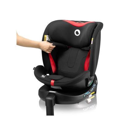 Lionelo - Autonistuin jalustalla swivel NAVY i-Koko 40-150 cm musta/punainen