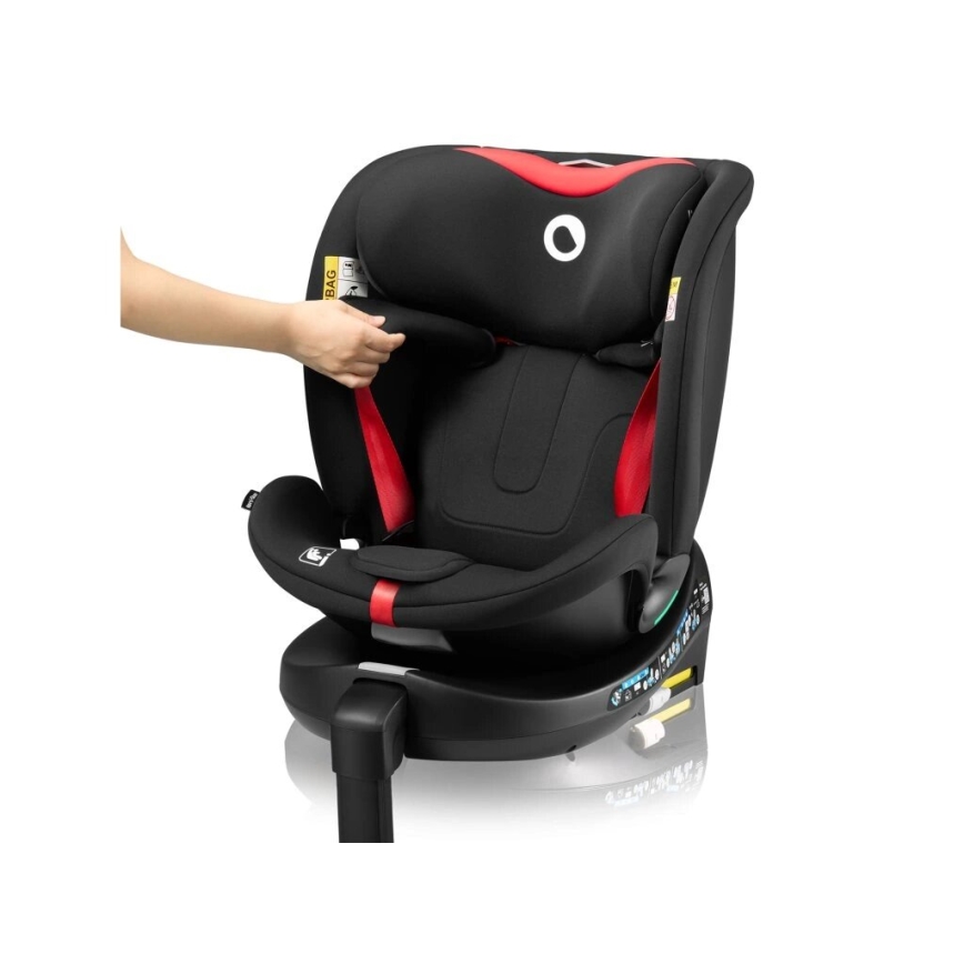 Lionelo - Autonistuin jalustalla swivel NAVY i-Koko 40-150 cm musta/punainen