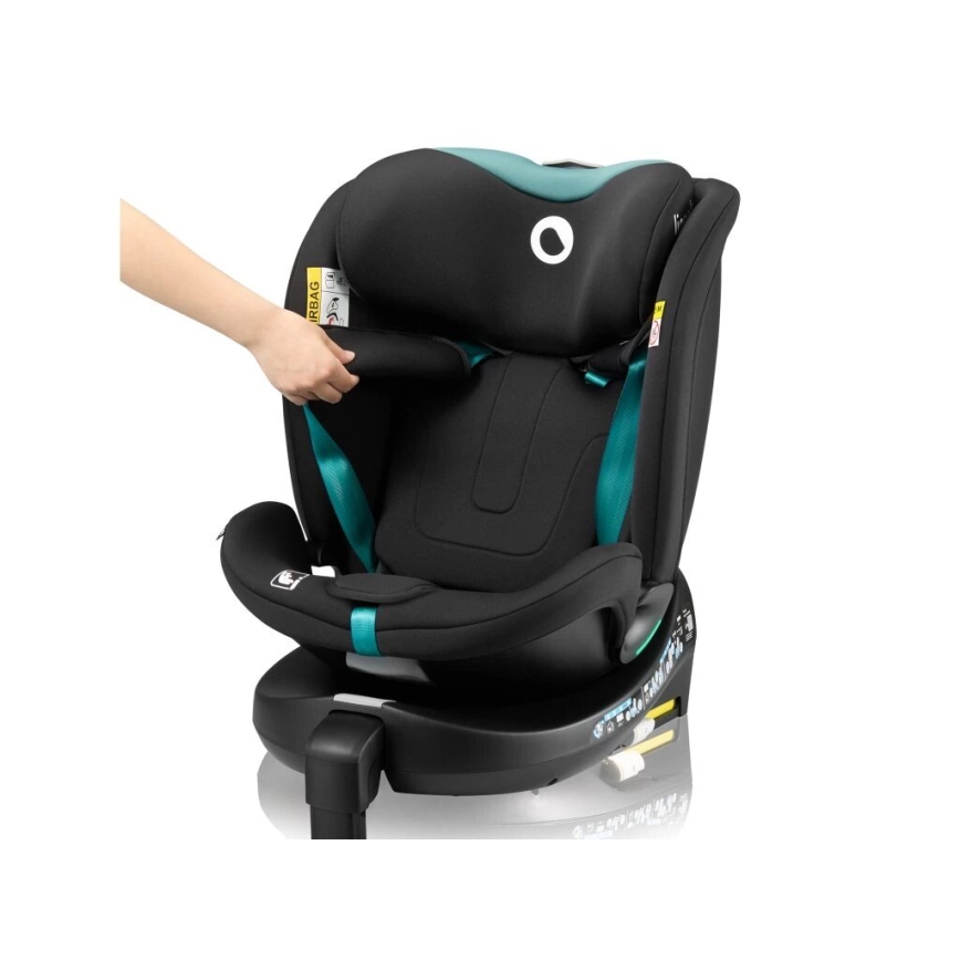Lionelo - Autonistuin jalustalla swivel NAVY i-Koko 40-150 cm musta/turkoosi