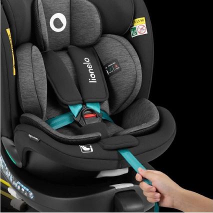 Lionelo - Autonistuin jalustalla swivel NAVY i-Koko 40-150 cm musta/turkoosi