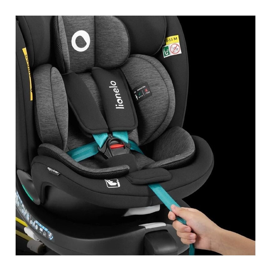 Lionelo - Autonistuin jalustalla swivel NAVY i-Koko 40-150 cm musta/turkoosi