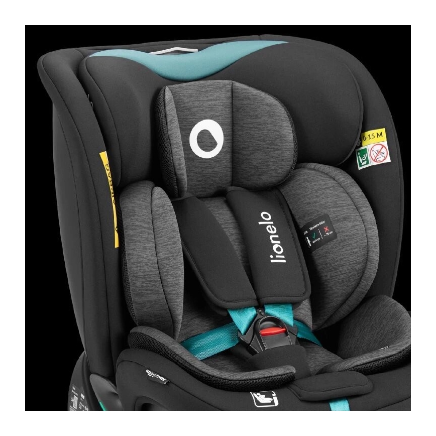 Lionelo - Autonistuin jalustalla swivel NAVY i-Koko 40-150 cm musta/turkoosi
