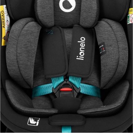 Lionelo - Autonistuin jalustalla swivel NAVY i-Koko 40-150 cm musta/turkoosi