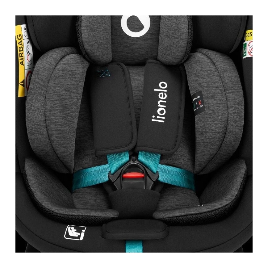 Lionelo - Autonistuin jalustalla swivel NAVY i-Koko 40-150 cm musta/turkoosi