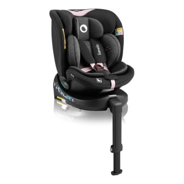 Lionelo - Autonistuin jalustalla swivel NAVY i-Koko 40-150 cm musta/vaaleanpunainen