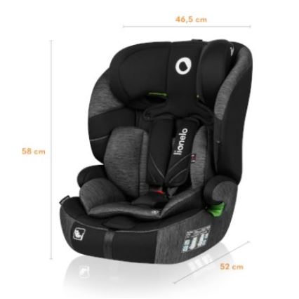 Lionelo - Autonistuin LEVI ONE i-Koko 76-150 cm musta/harmaa