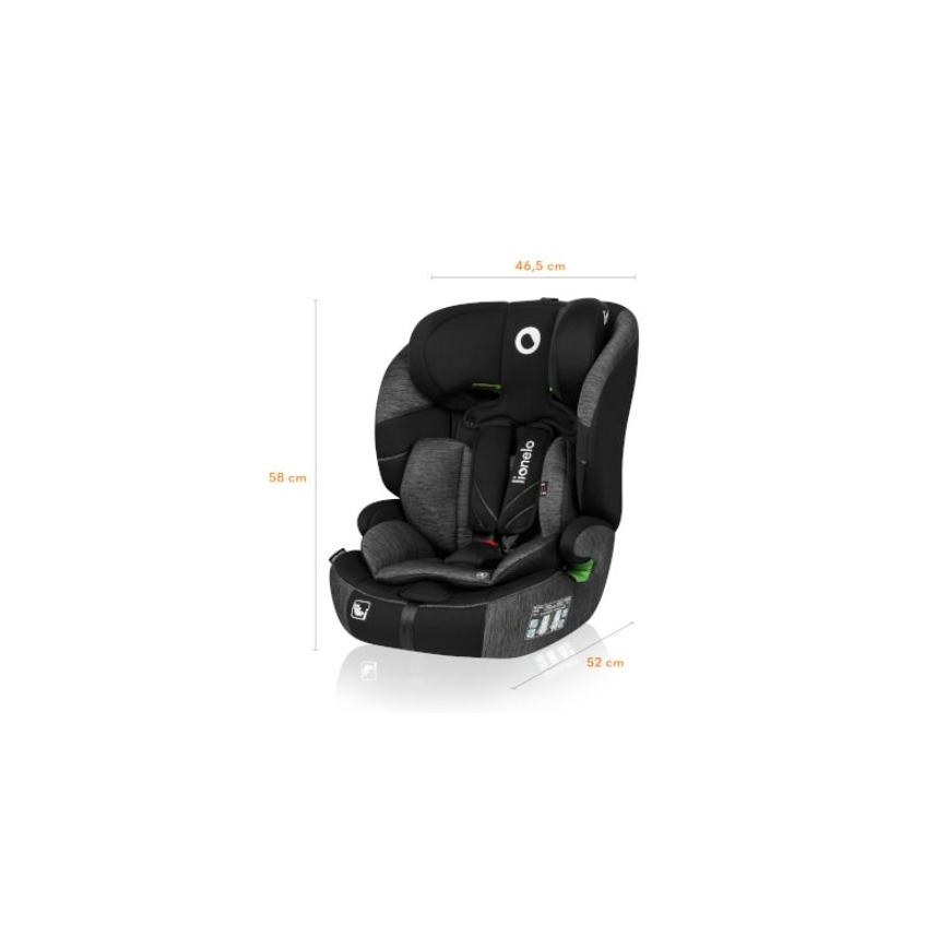 Lionelo - Autonistuin LEVI ONE i-Koko 76-150 cm musta/harmaa
