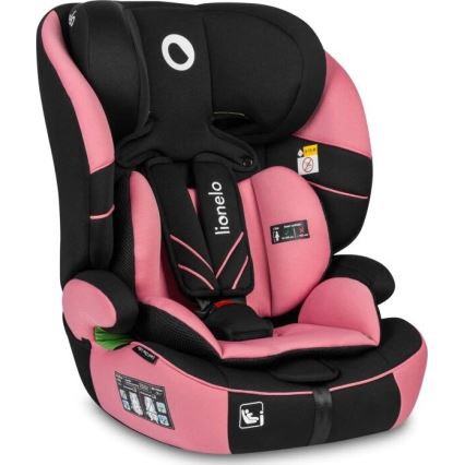 Lionelo - Autonistuin LEVI ONE i-Koko 76-150 cm musta/vaaleanpunainen