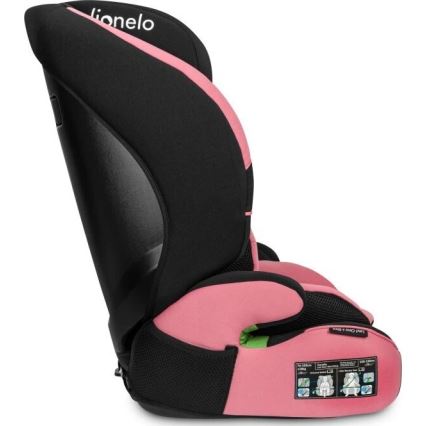Lionelo - Autonistuin LEVI ONE i-Koko 76-150 cm musta/vaaleanpunainen