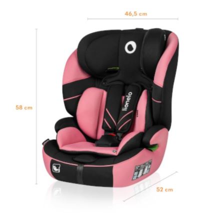 Lionelo - Autonistuin LEVI ONE i-Koko 76-150 cm musta/vaaleanpunainen