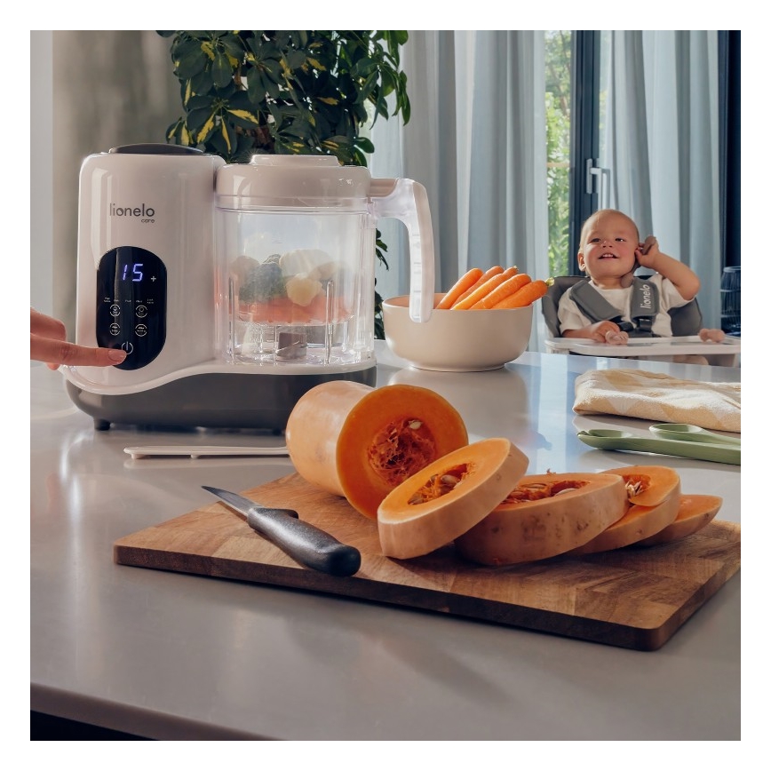 Lionelo - höyrykeitin 5in1 BABYMENU 110W/230V valkoinen/harmaa