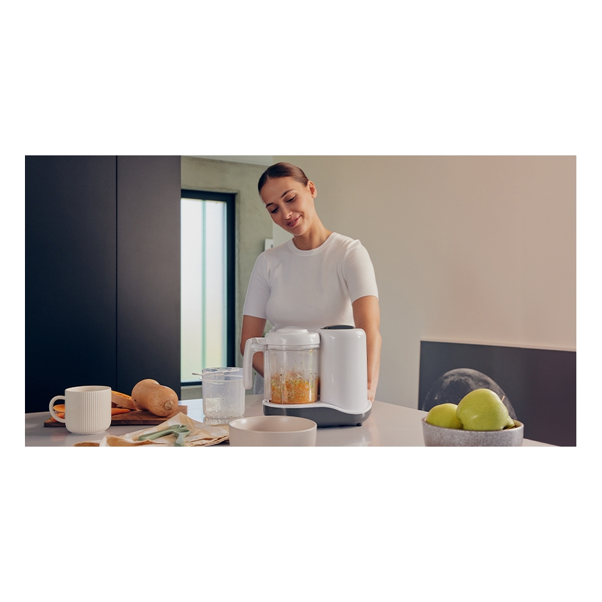 Lionelo - höyrykeitin 5in1 BABYMENU 110W/230V valkoinen/harmaa