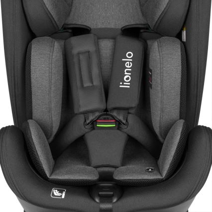 Lionelo - Käännettävä turvaistuin jalustalla HARPER i-Size 76-150 cm Black Carbon