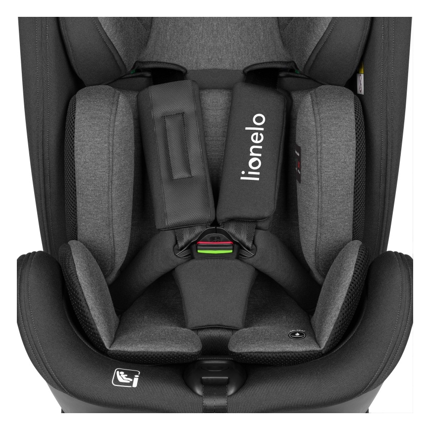 Lionelo - Käännettävä turvaistuin jalustalla HARPER i-Size 76-150 cm Black Carbon